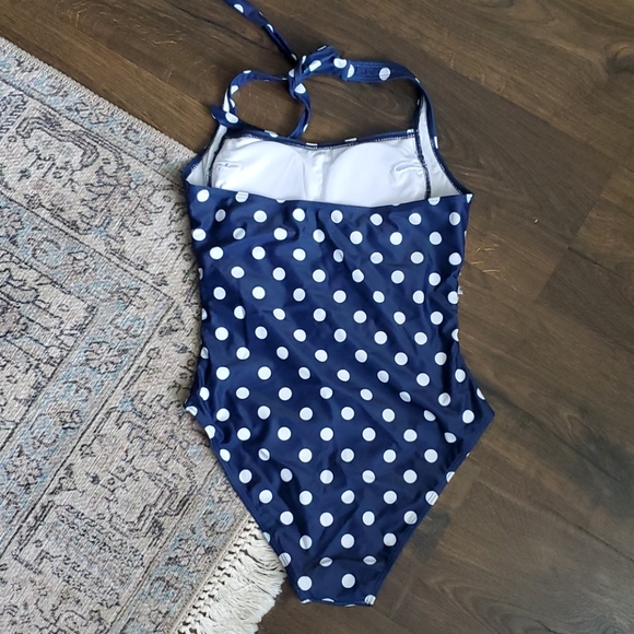NEW Navy Polka Dot Halter Swimsuit - Picture 4 of 7